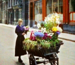 A flower street vendor in Paris, 1914