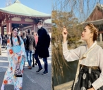 Via Tampil Manis dengan Kimono, Sedang Nella Anggun dengan Hanbok