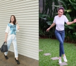 Sama-sama Tampil Kasual, Rossa Padukan dengan Heels Kalau Yuni Pilih Sneakers