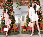 OOTD Sandra Dewi di Depan Pohon Natal Dapat Ditiru