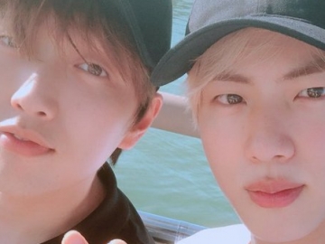 Tunjukkan Persahabatan Antar Idol, Jin Bangtan Boys Unggah Foto Liburan Bersama Sandeul B1A4