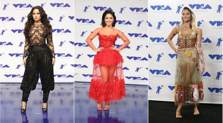 Foto: Memukau, 5 Selebriti Ini 'Kompak' Pakai Gaun Transparan di MTV VMA 2017