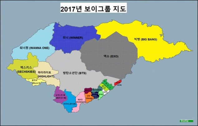 \'Peta\' Popularitas Boy Group K-pop Tahun 2017
