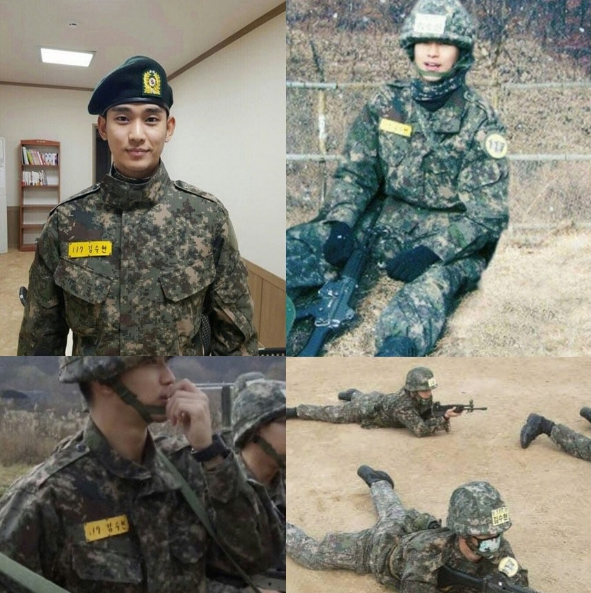 Foto Kim Soo Hyun di Pelatihan Militer