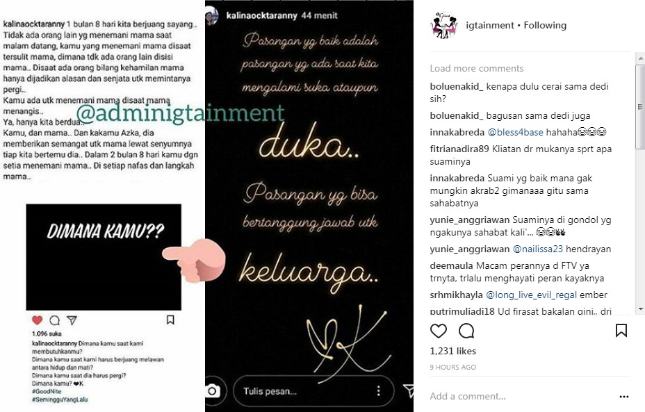 Curahan Hati Kalina Oktarani di Instagram