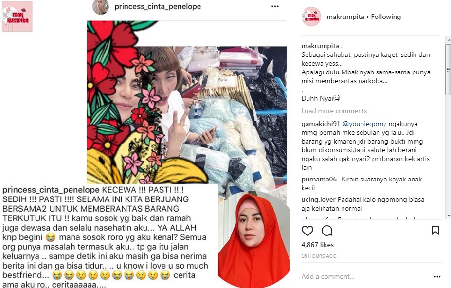 Cinta Penelope Sedih Roro Fitria Tertangkap Karena Narkoba