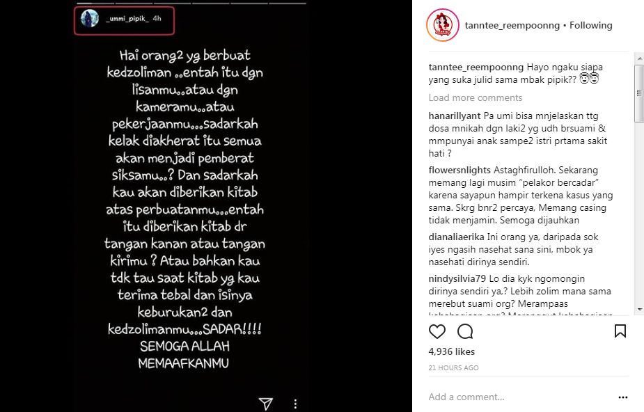 Postingan Berisi Peringatan yang diduga Ditulis Umi Pipik