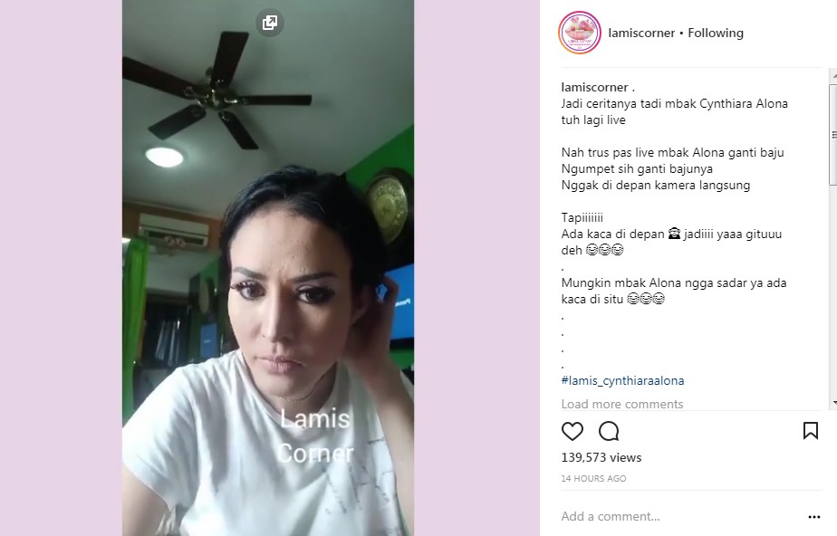 Cynthiara Alona Saat Melakukan Siaran Langsung di Instagram