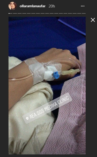 Tangan Olla Ramlan Terpasang Selang Infus