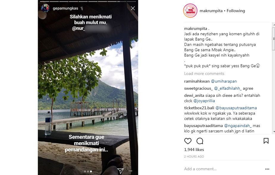 Sindiran Pedas Ge Pamungkas Pada Netizen yang Nyinyir di Instagramnya