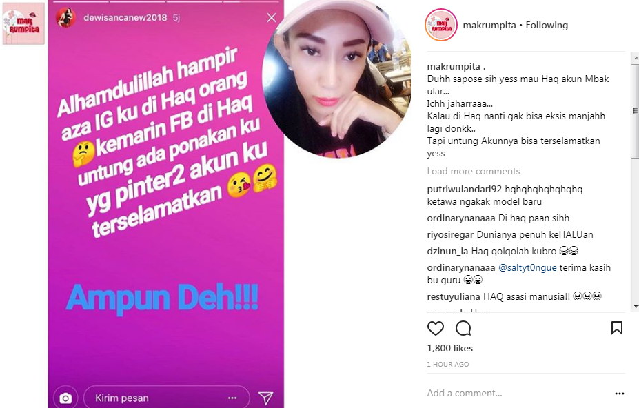 Cerita Dewi Sanca Soal Dua Akun Sosial Medianya Nyaris Diretas Orang Tak Dikenal