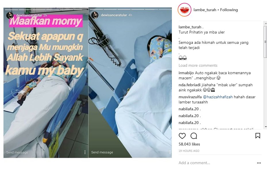 Dewi Sanca Terbaring Lemah di Ranjang Rumah Sakit