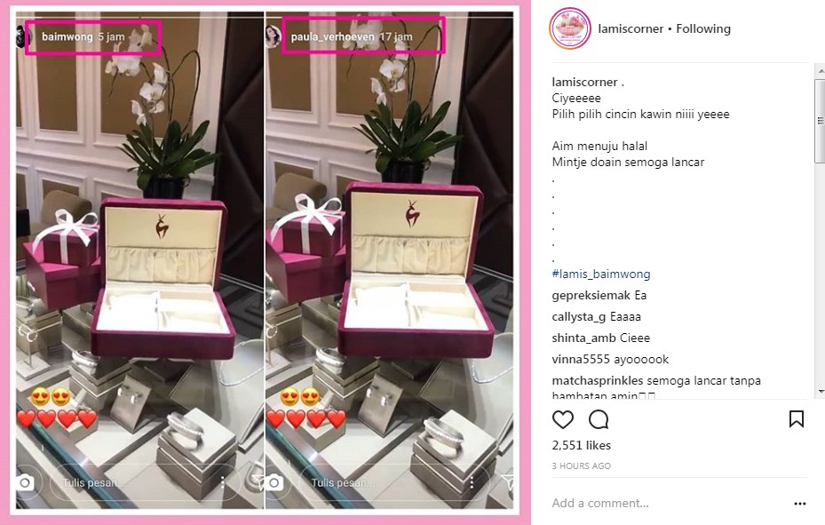 Baim Wong dan Paula Verhoeven Kompak Pamer Kotak Perhiasan Seolah yang Akan Digunakan Saat Lamaran Mereka