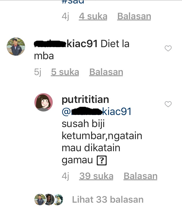 Diminta Diet, Putri Titian Jutek