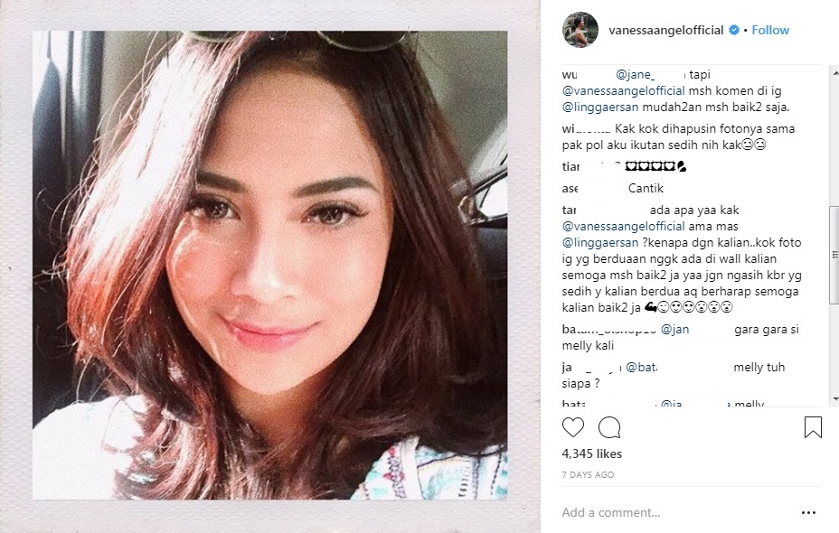 Komentar Netizen Pertanyakan Keberadaan Foto Mesra Vanessa Angel dan Lingga Ersan