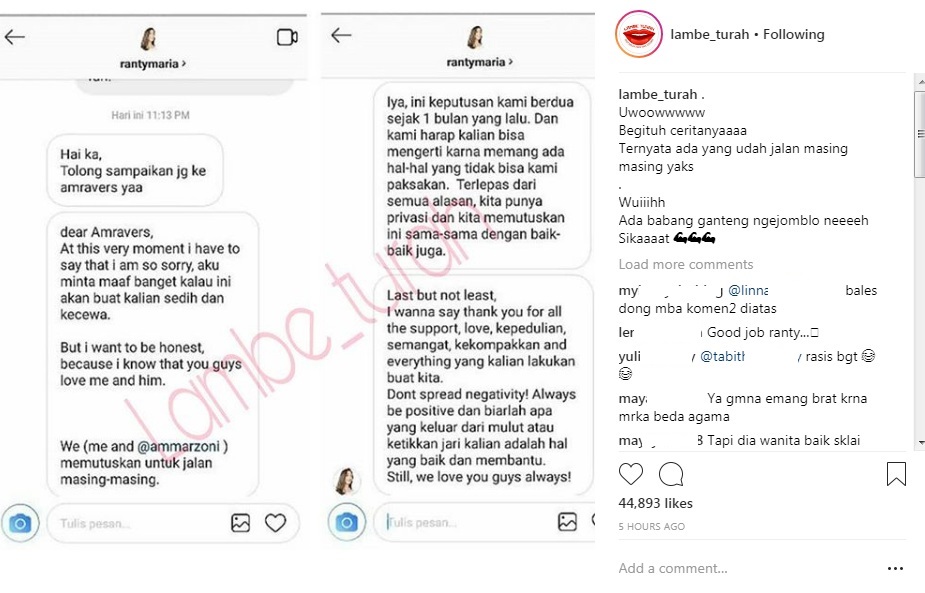 Ranty Maria Umumkan Hubungannya dengan Ammar Zoni Telah Berakhir