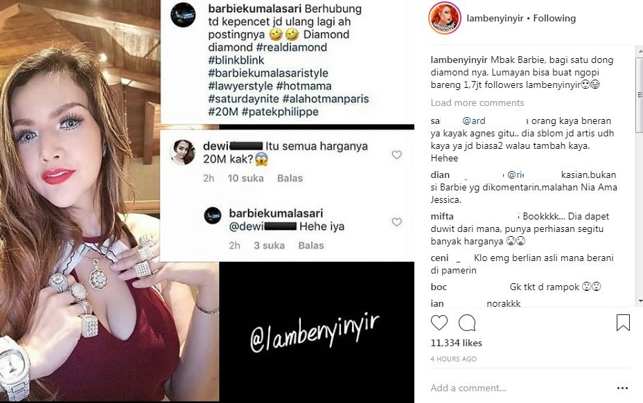 BArbie Kumalasari Beri Jawaban Saat Netter Pertanyakan Kebenaran Berlian Harga Rp 20 M yang Dipakainya