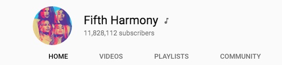 Jumlah Subscriber di Channel YouTube Resmi Fifth Harmony
