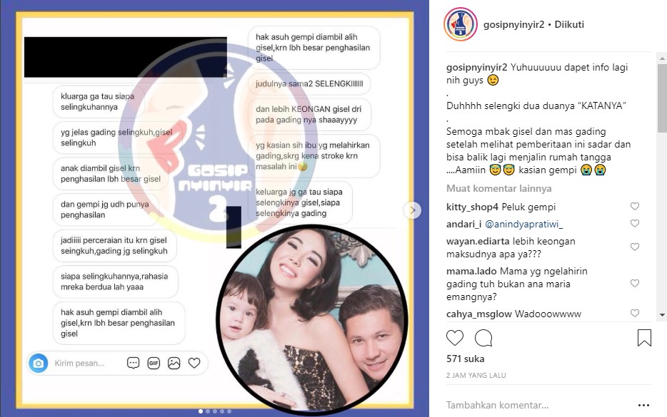 Gading Marten dan Gisella Anastasi Sama-Sama Selingkuh