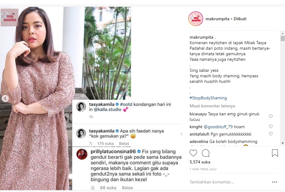 Tasya Kamila Peroleh Body Shaming