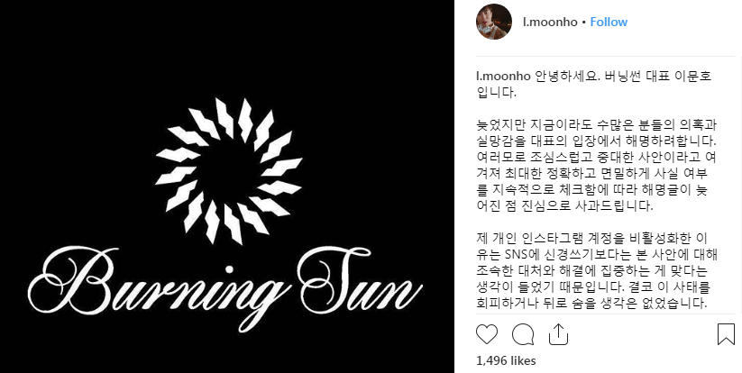 CEO Burning Sun minta maaf