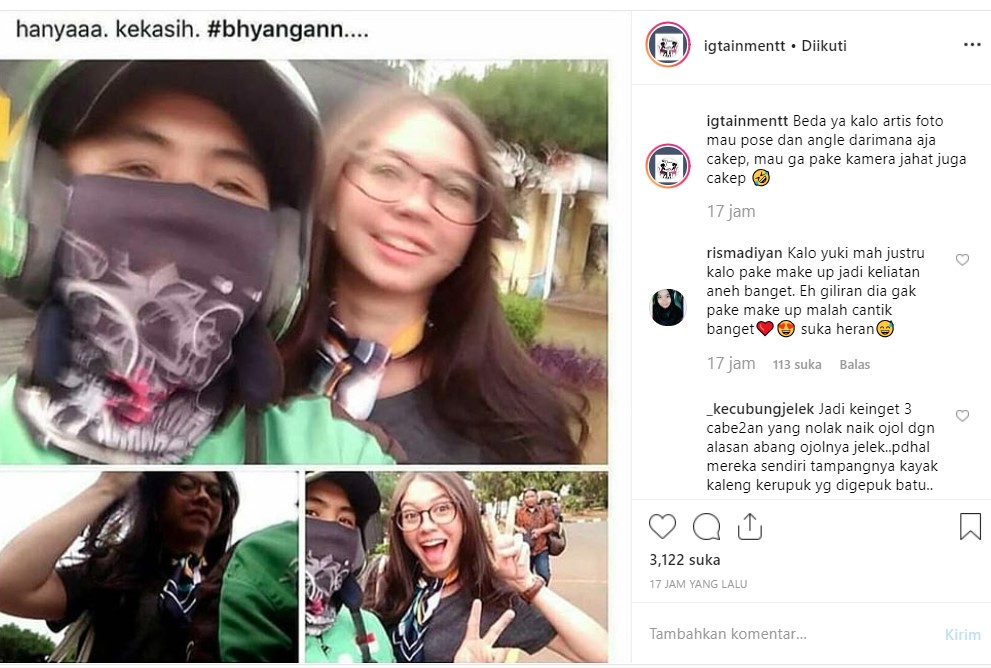 Sopir Ojek Online Pamer Foto Buram Yuki Kato, Netizen Malah Puji Setinggi Langit