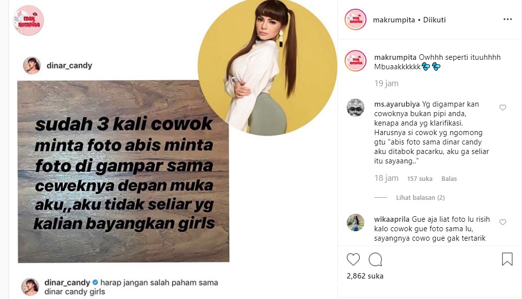Dinar Candy Saksikan Banyak Cowok Digampar Pacar Gara-Gara Dirinya, Malah Diledek Soal Pengakuan Ini