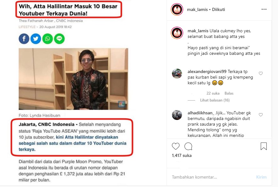 Atta Jadi YouTuber Terkaya Dunia Nomor 8 Hasilkan Rp 21 Miliar Per Bulan