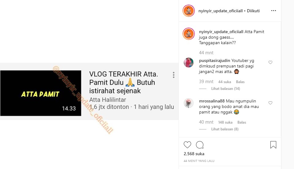 Atta Halilintar Latah Pamit, Ungkap Alasan Ini Malah Tuai Sindiran