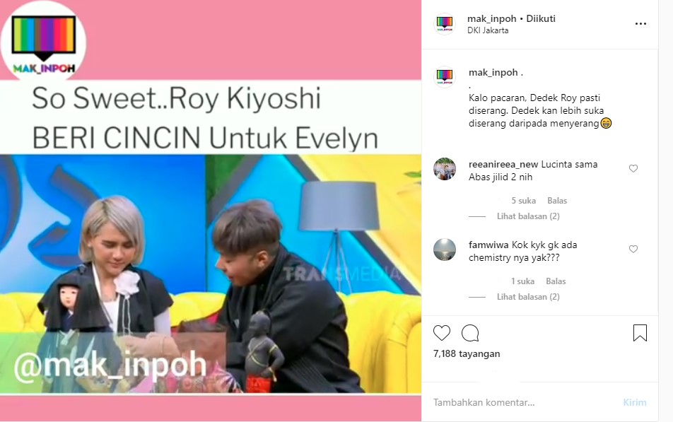 Roy Kiyoshi Beri Kejutan Cincin, Kode Siap Persunting Evelin Nada Anjani?