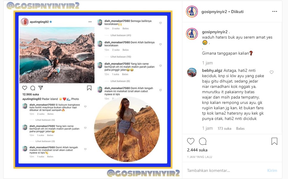 Pamer Foto di Pulau Padar, Ayu Ting Ting Malah Kena Semprot Hingga Didoakan Sadis Begini