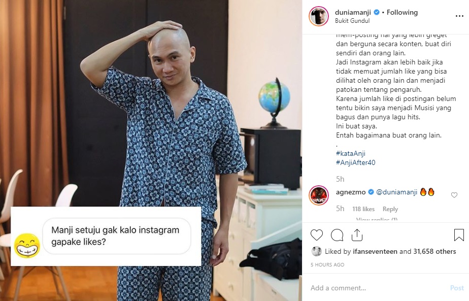 Anji Blak-Blakan Akui Setuju Jika Instagram ‘Hapuskan’ Fitur Likes, Agnez Mo Auto ‘Nimbrung’