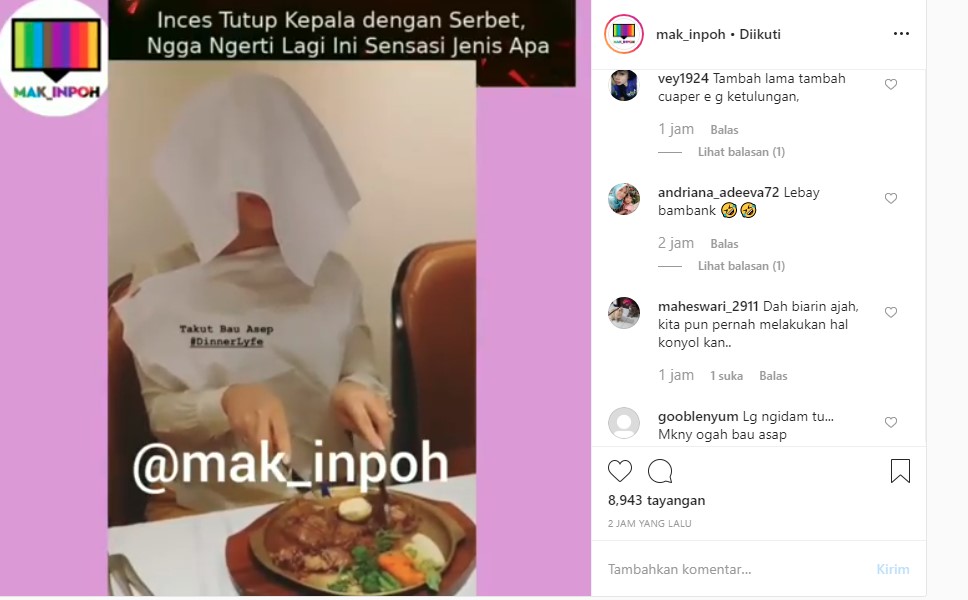 Cuma Karena Hal Sepele Ini, Syahrini Sampai Tutupi Kepala dengan Serbet Saat Makan Malam Langsung Dicibir Lebay