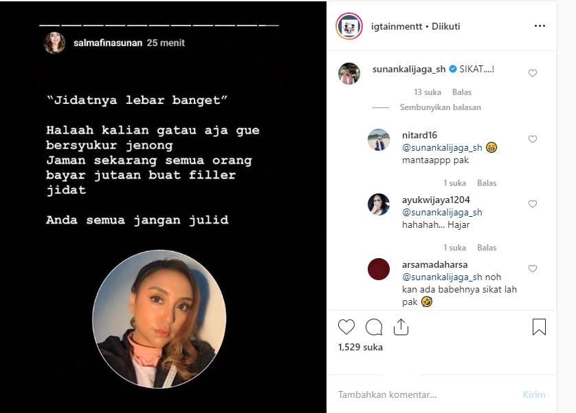 Salmafina Sunan Kembali Jadi Korban Body Shaming Karena Jenong, Jawaban Kalem Tuai Respons Begini