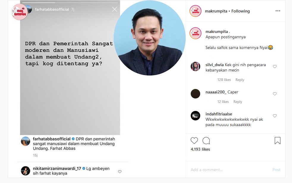 Farhat Abbas Sebut Revisi KUHP Sangat Modern, Nikita Mirzani Langsung Bereaksi