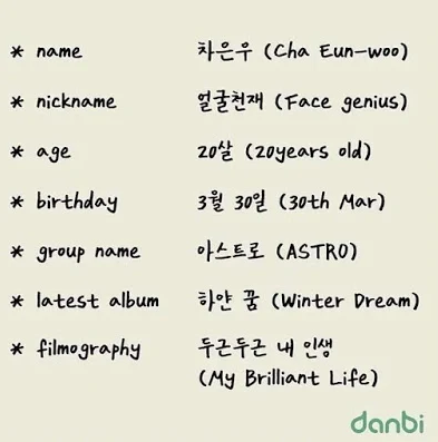 Tulisan tangan Cha Eunwoo