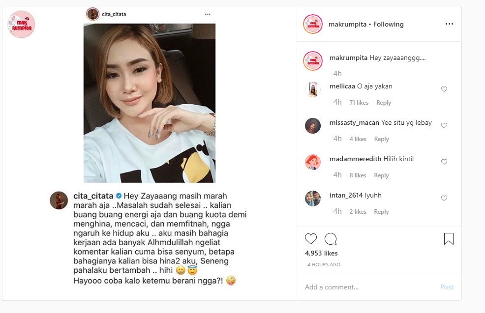 Akui Sudah Berdamai dengan Yusuf Oeblet, Cita Citata Malah Layangkan Tantangan Ini