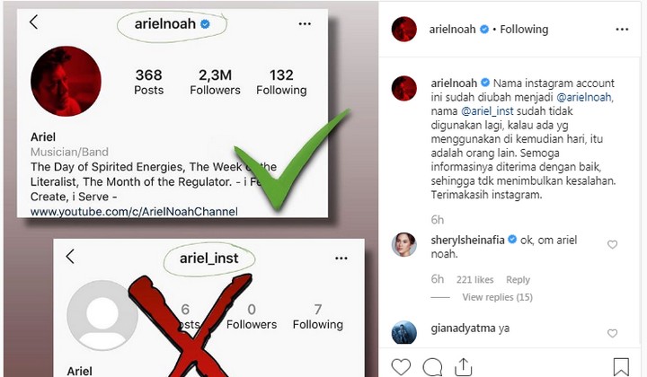 Ariel NOAH Ganti Nama Pengguna Akun Instagram Pribadi, Kenapa?