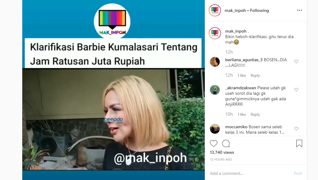 Beber Asal Mula Kena Tipu Rp 130 Juta, Barbie Kumalasari Malah Dibandingkan dengan Sulli