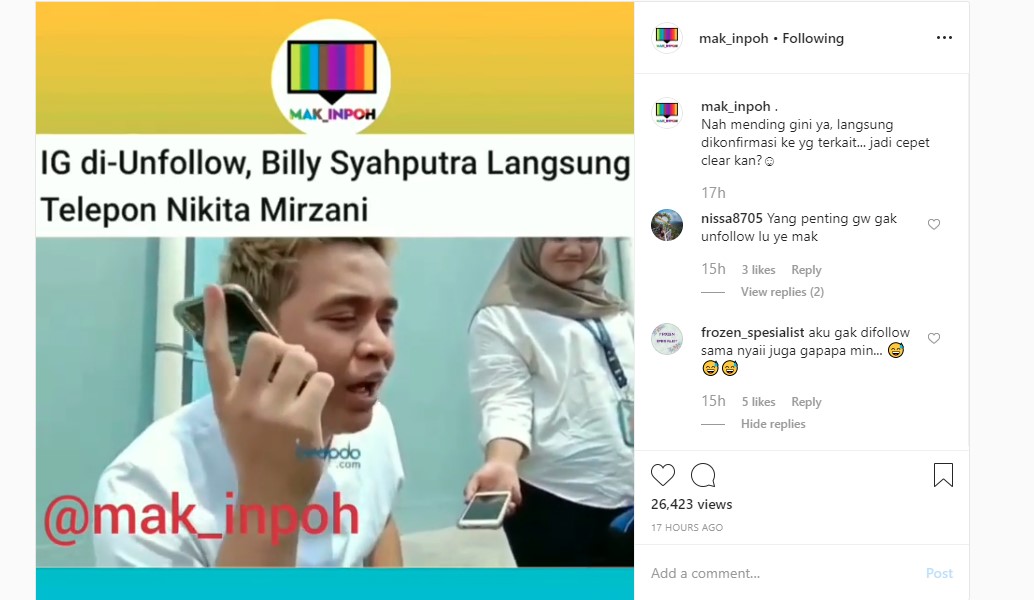 Pertemanan di Medsos Diputus, Billy Syahputra Lantang Sebut Nikita Mirzani Bipolar