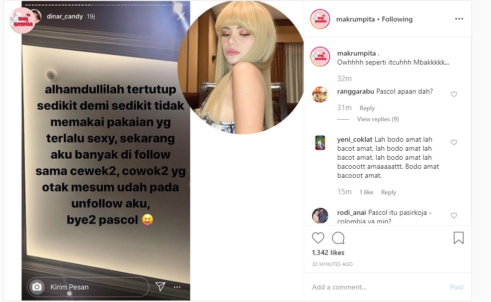 \'Buang\' Baju Terbuka dan Imej Seksi, Dinar Candy Girang Pria Otak Mesum Kini Ramai Unfollow