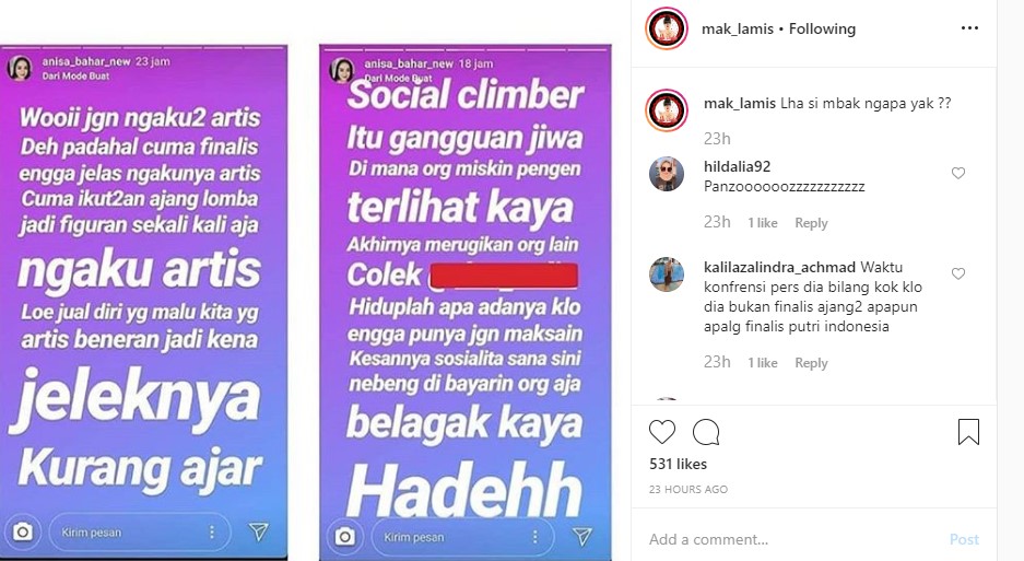 Annisa Bahar Diduga Sindir Habis Putri Amelia Malah Disebut Pansos Demi Nama Kembali Meletup