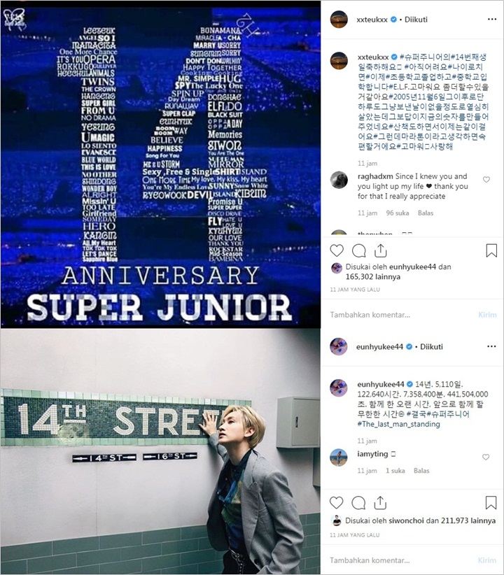 Rayakan Anniversary ke-14, Member Super Junior Unggah Ucapan Menyentuh Untuk Penggemar