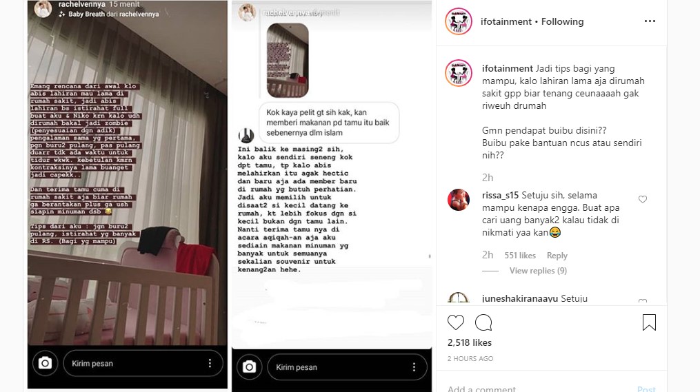 Rachel Vennya Pilih Terima Tamu di RS Demi Tak Sediakan Suguhan, Istri Niko Al Hakim Tuai Pro Kontra