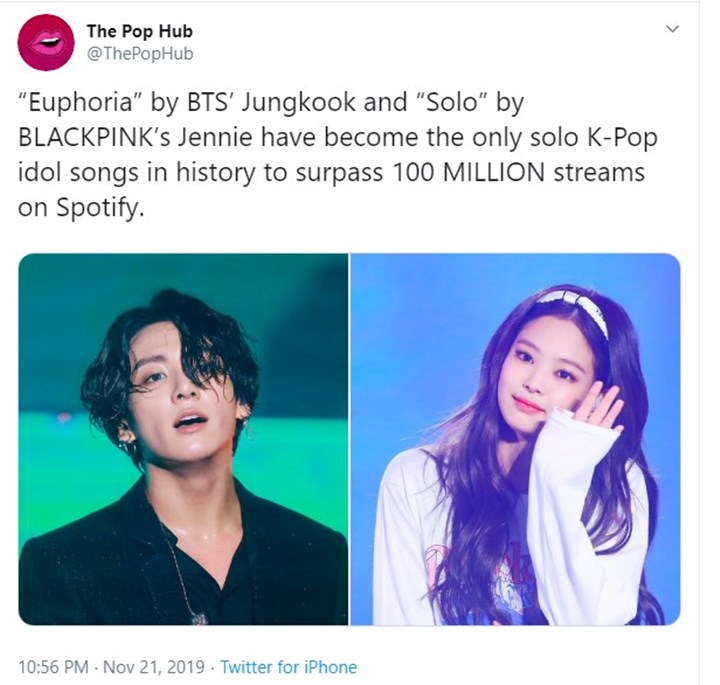 Sama-sama Sukses Jadi Solois, Jungkook BTS dan Jennie BLACKPINK Cetak Rekor di Spotify