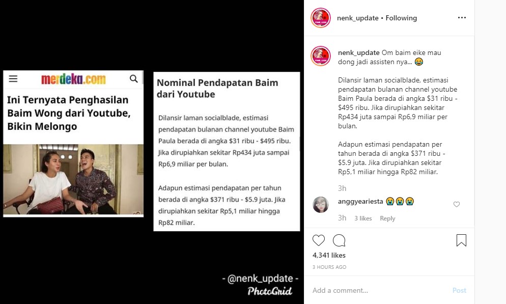 Terkuak Penghasilan Baim Wong dari YouTube, Berhasil Geser Atta Halilintar dan Raffi Ahmad?