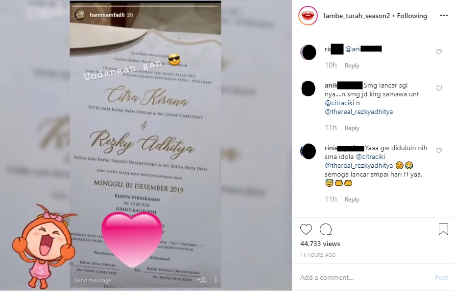 Rezky Aditya dan Citra Kirana Akhirnya Sebar Undangan Resepsi, Ali Syakieb Kebagian?