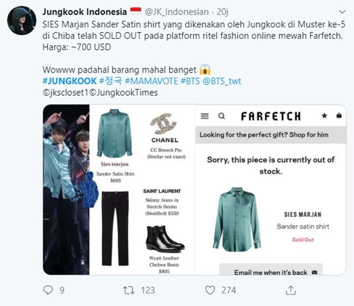 Harganya Fantastis, Baju Satin Ala Jungkook BTS Tetap Ludes Diborong Fans