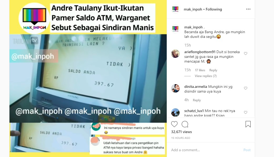 Saldo Artis Lain Miliaran, Jumlah Uang Andre Taulany Malah Bikin Netter Ramai Ingin \'Nyumbang\'