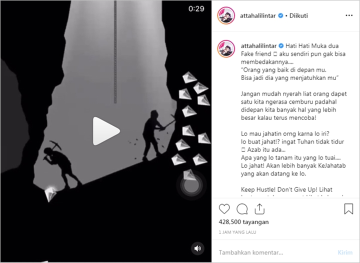 Unggah Pesan Menohok di Instagram, Lagi-lagi Atta Halilintar Sindir Haters